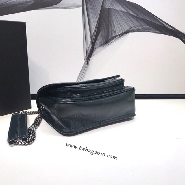 YSL专柜款女包 聖羅蘭經典款Niki油蠟抓皺牛皮小號郵差包 YSL肩背斜挎包 533037  jjh1189